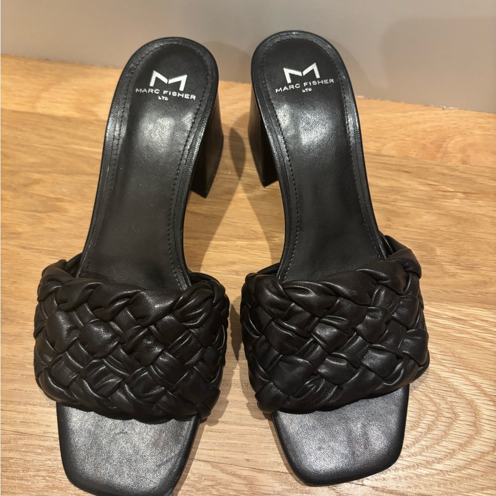 Marc Fisher Black Woven Heeled Sandals
